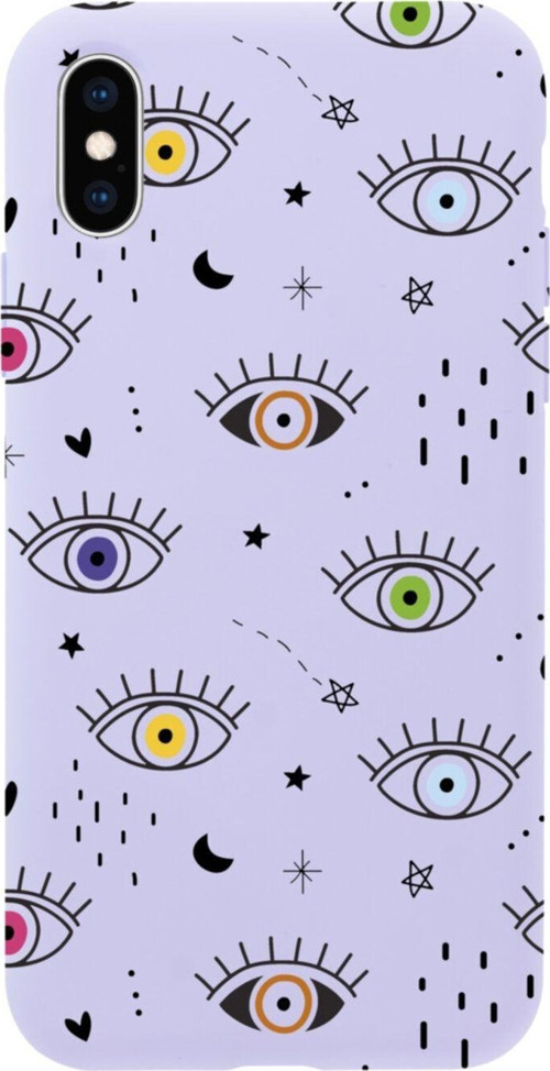 İphone X Colored Eyes Tasarımlı Lila Telefon Kılıfı