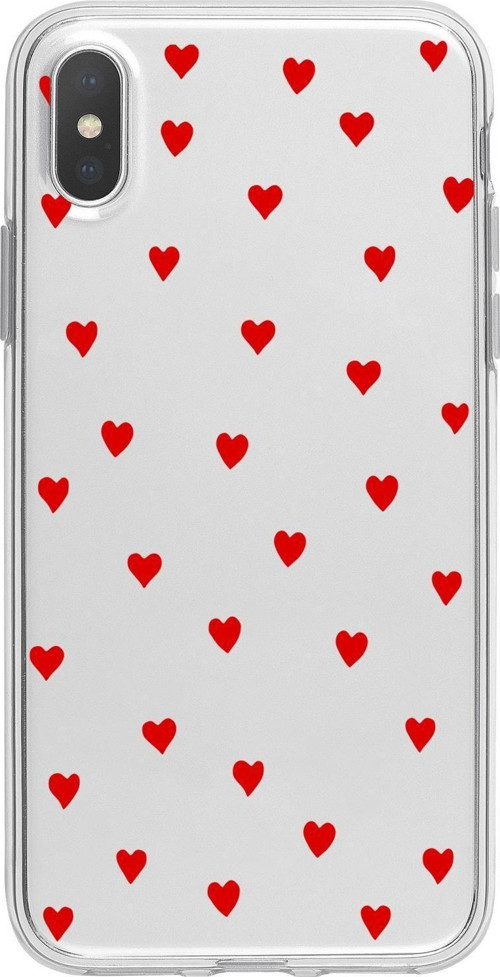 İphone X Uyumlu Sevimli Kalpler Premium Şeffaf Silikon Kılıf