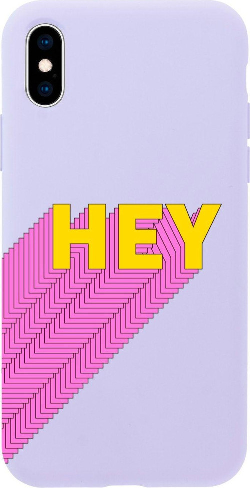 İphone Xs Hey Tasarımlı Lila Telefon Kılıfı