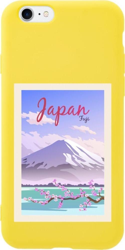 İphone 8 Japan Fuji Tasarımlı Sarı Telefon Kılıfı