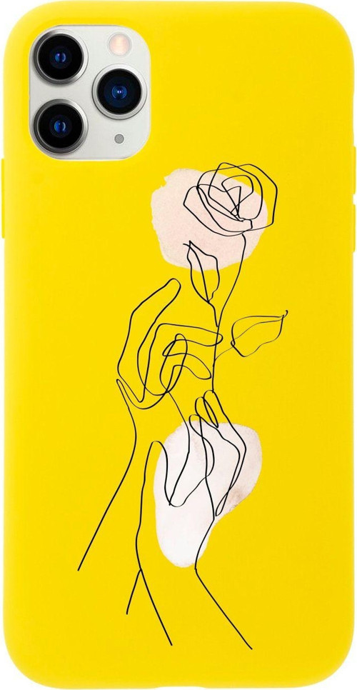 Iphone 11 Pro Hands Holding Roses Tasarımlı Sarı Telefon Kılıfı