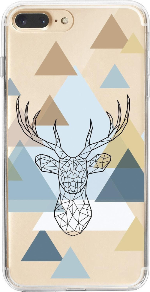 İphone 7 Plus Polygon Deer Premium Şeffaf Silikon Kılıf