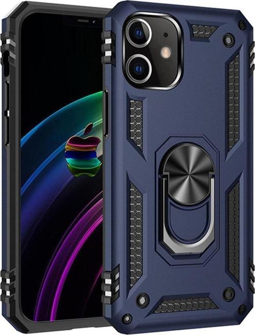 Iphone 11 Armor Çift Katmanlı Zırh Koruma Standlı Lacivert Tank Kılıf Mchzr