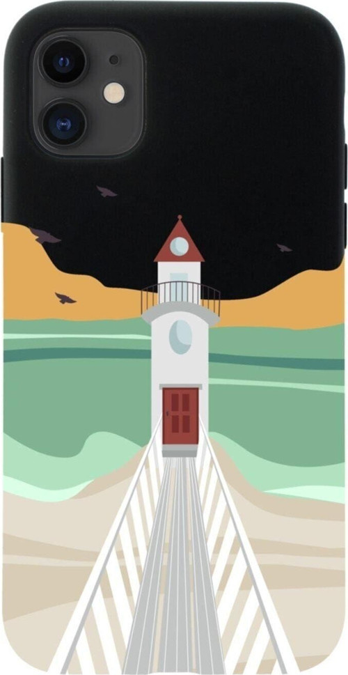 Iphone 11 Lighthouse Tasarımlı Siyah Telefon Kılıfı