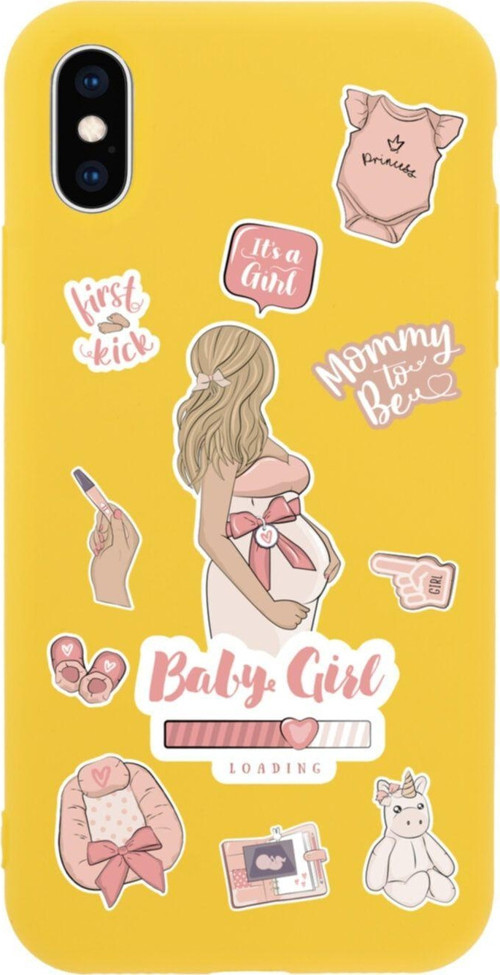 İphone X Baby Girl Tasarımlı Sarı Telefon Kılıfı