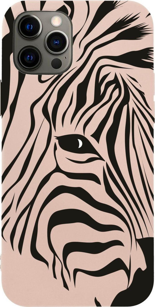 Iphone 12 Pro Max Zebra Head Tasarımlı Pembe Telefon Kılıfı