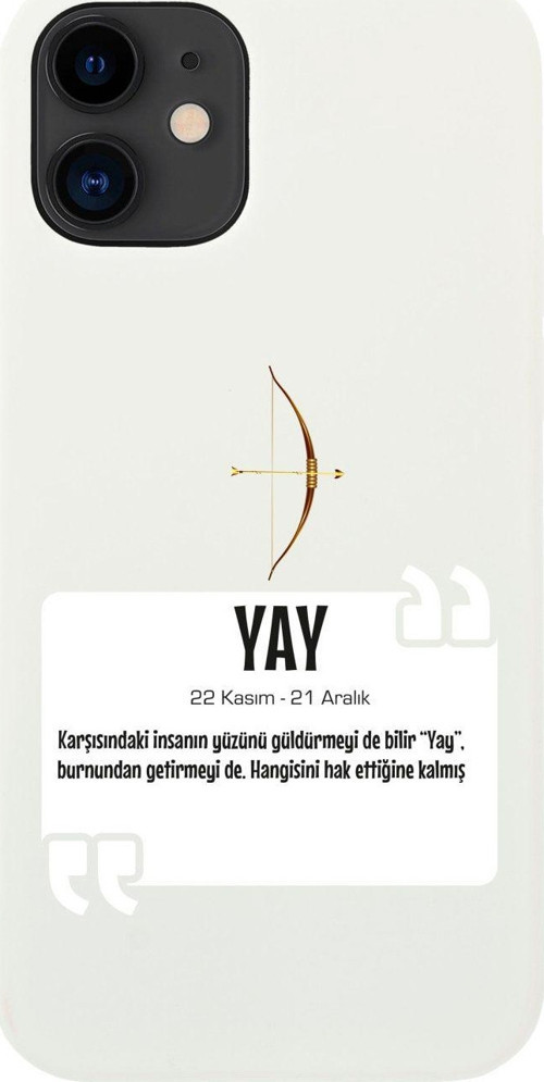İphone 12 Yay Burcu Tasarımlı Beyaz Telefon Kılıfı