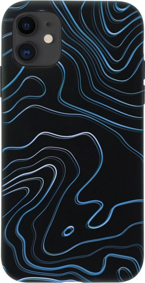 İphone 12 Blue Art Tasarımlı Siyah Telefon Kılıfı