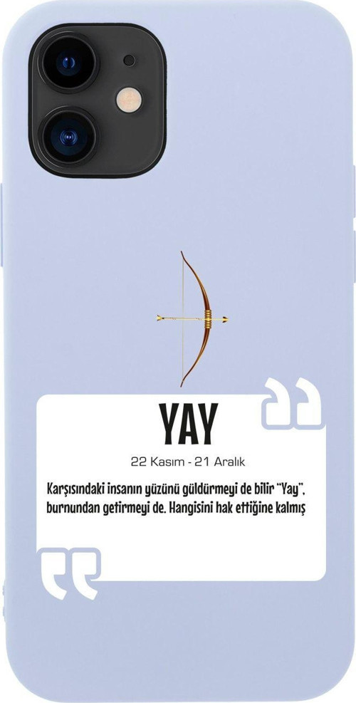 İphone 12 Yay Burcu Tasarımlı Lila Telefon Kılıfı