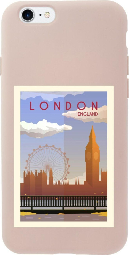İphone 7 London Tasarımlı Pembe Telefon Kılıfı