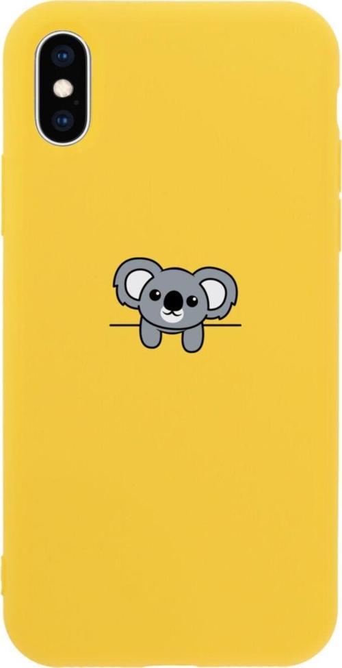 İphone X Koala Tasarımlı Sarı Telefon Kılıfı