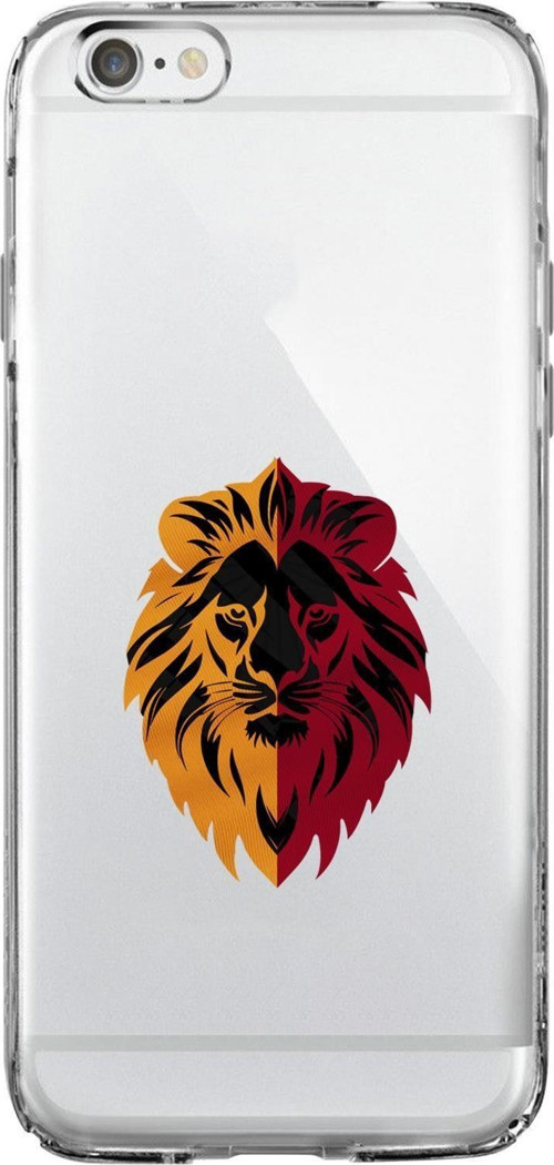 İphone 6S Uyumlu Sarı Kırmızı Aslan Desenli Premium Şeffaf Silikon Kılıf