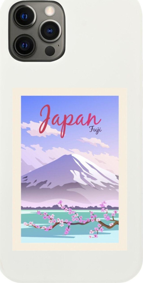 Iphone 12 Pro Japan Fuji Tasarımlı Beyaz Telefon Kılıfı