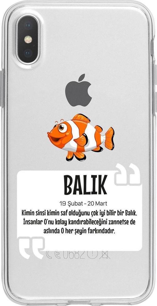 İphone Xs Max Balık Burcu Desenli Şeffaf Telefon Kılıfı