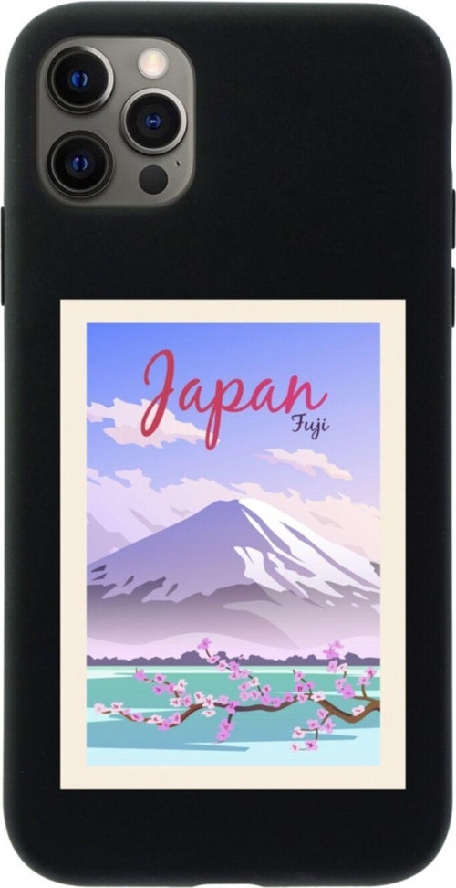 Iphone 12 Pro Japan Fuji Tasarımlı Siyah Telefon Kılıfı