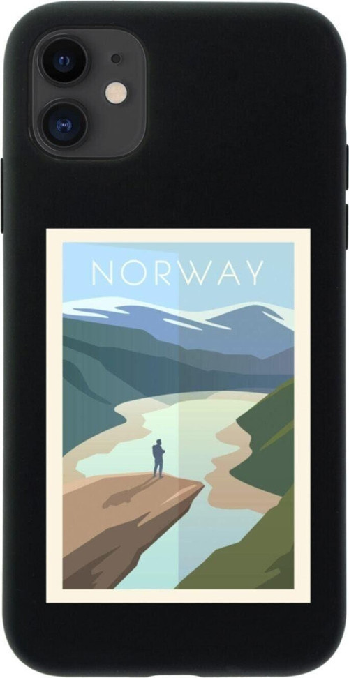İphone 12 Norway Tasarımlı Siyah Telefon Kılıfı