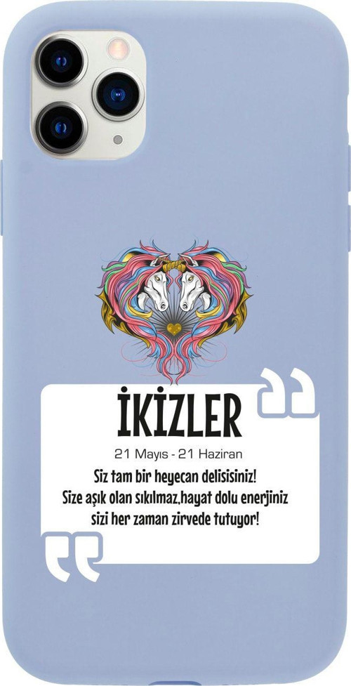 Iphone 11 Pro Max Ikizler Burcu Tasarımlı Lila Telefon Kılıfı