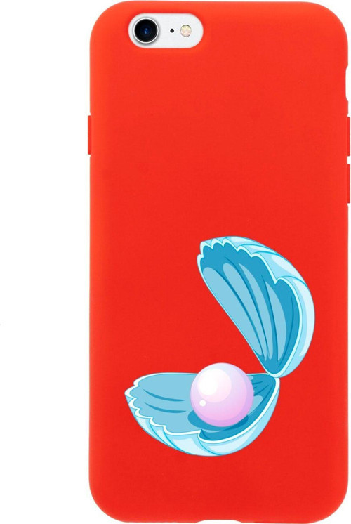 İphone 7 Incili Deniz Tasarımlı Kırmızı Telefon Kılıfı