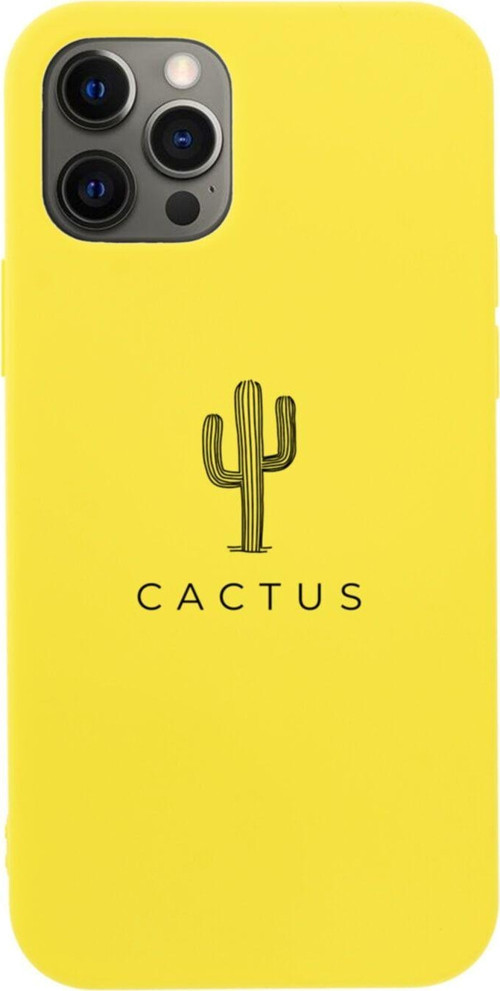 Iphone 12 Pro Max Cactus Tasarımlı Sarı Telefon Kılıfı