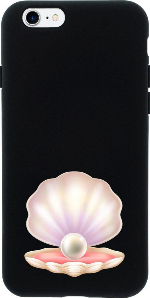 İphone 7 Incili Deniz Kabuğu Tasarımlı Siyah Telefon Kılıfı