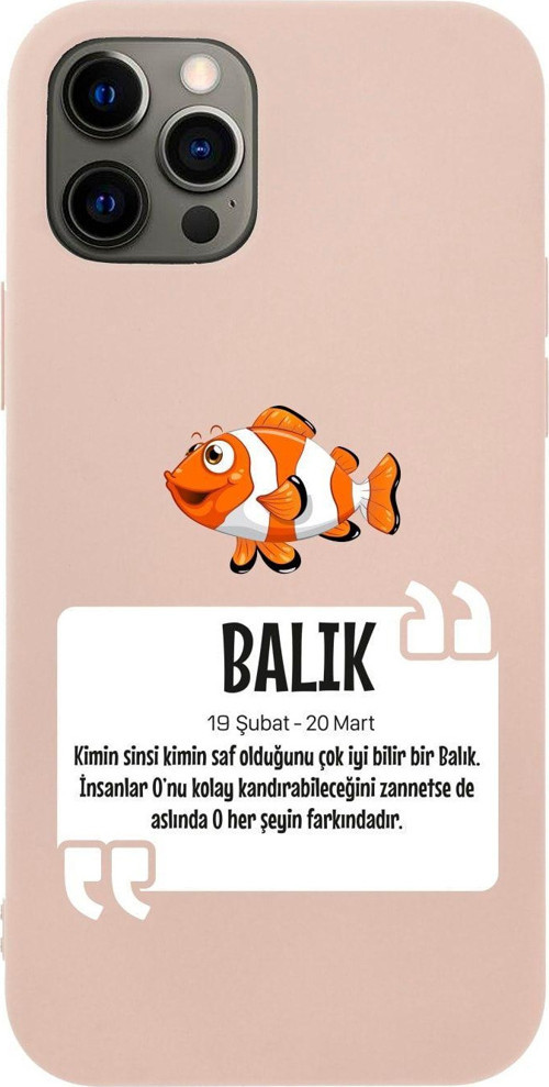 Iphone 12 Pro Balık Burcu Tasarımlı Pembe Telefon Kılıfı