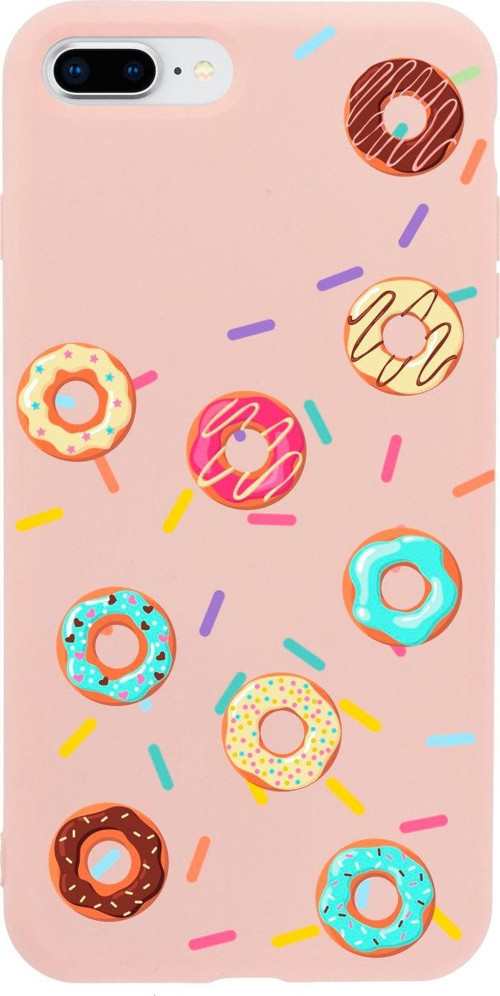 İphone 7 Plus Donuts Tasarımlı Pembe Telefon Kılıfı