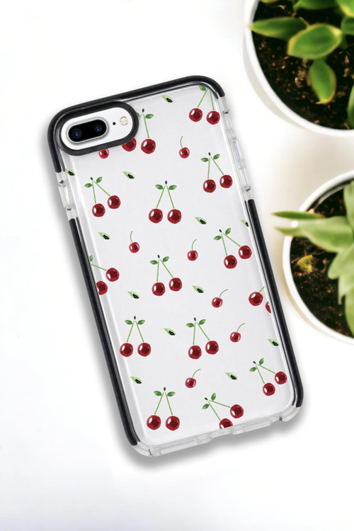 İphone 7 Plus - 8 Plus Uyumlu Kiraz Desenli Premium Silikonlu Lansman Telefon Kılıfı
