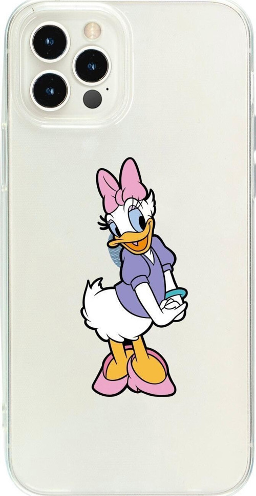 İphone 15 Pro Max Uyumlu Daisy Duck Desenli Şeffaf Telefon Kılıfı