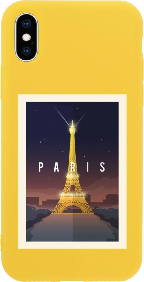 İphone X Paris Tasarımlı Sarı Telefon Kılıfı