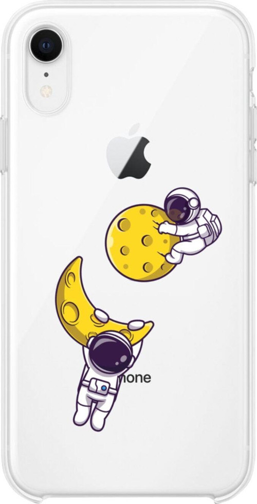 İphone Xr Astronot Ay Ve Yıldız Şeffaf Telefon Kılıfı
