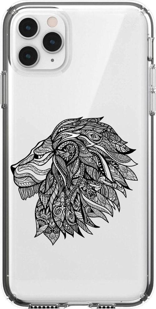 Iphone 11 Pro Çizim Aslan Desenli Şeffaf Telefon Kılıfı