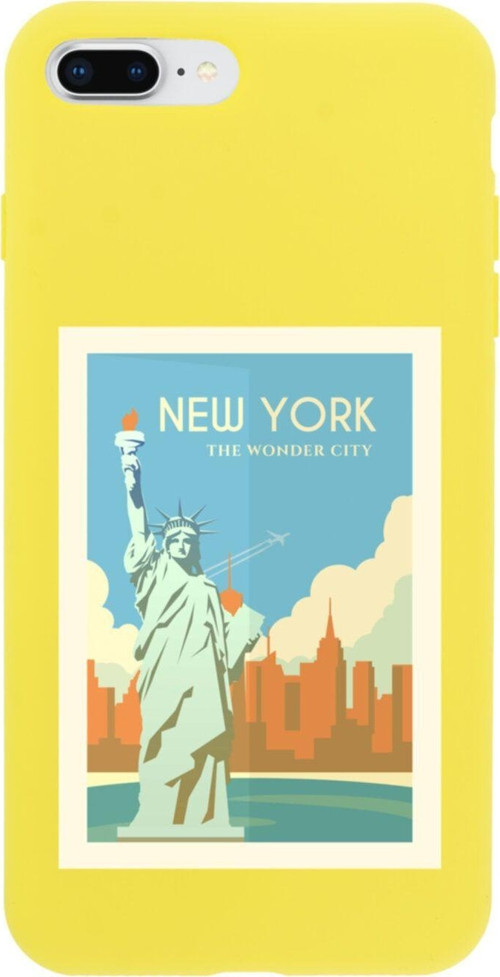 İphone 7 Plus New York Tasarımlı Sarı Telefon Kılıfı