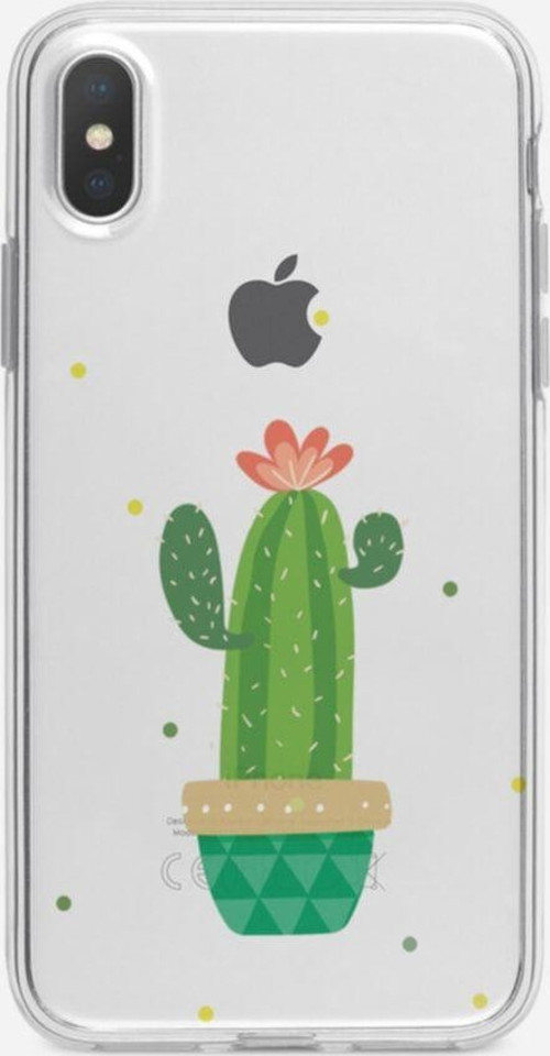 İphone Xs Max Yalnız Kaktüs Desenli Şeffaf Telefon Kılıfı