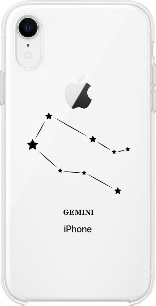 İphone Xr Ikizler Yıldız Desenli Şeffaf Telefon Kılıfı