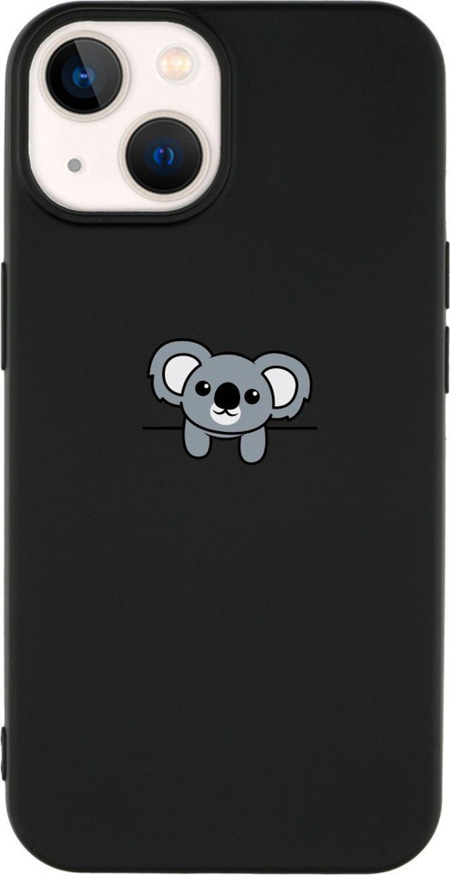 İphone 14 Plus Koala Desenli Lansman Siyah Telefon Kılıfı