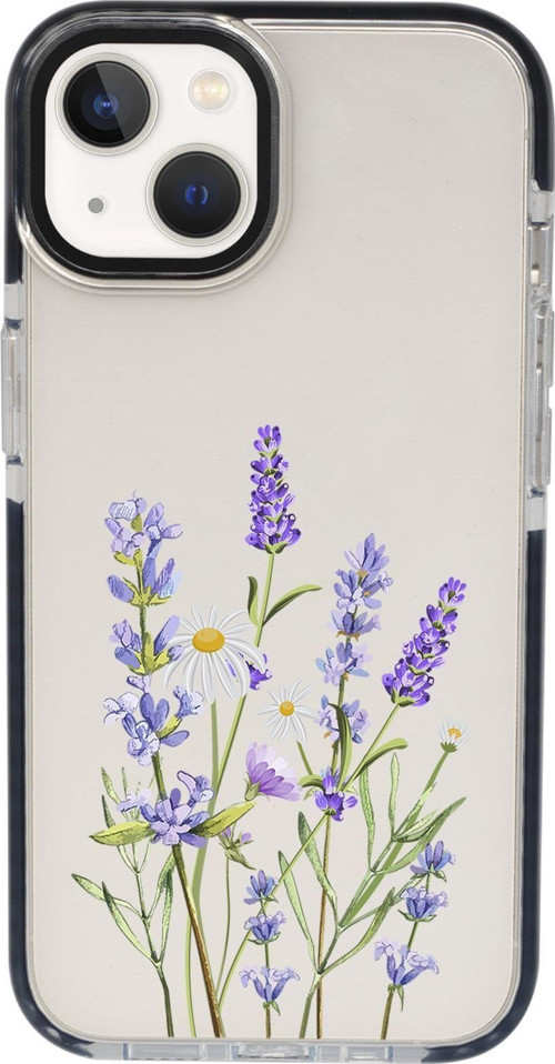 İphone 15 Plus Uyumlu Lavender Desenli Candy Bumper Darbe Emci Silikonlu Telefon Kılıfı