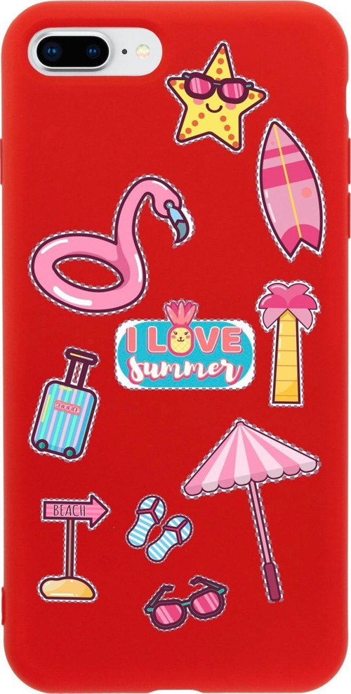 İphone 7 Plus Love Summer Tasarımlı Kırmızı Telefon Kılıfı