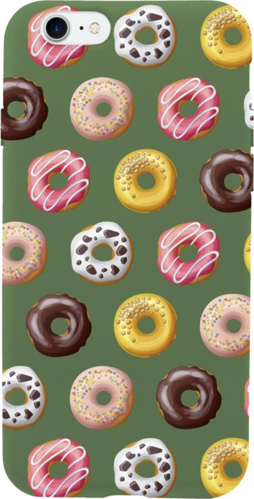 İphone Se Renkli Donutlar Tasarımlı Yeşil Telefon Kılıfı