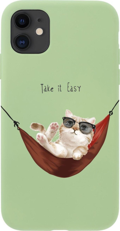 Iphone 11 Take It Easy Tasarımlı Yeşil Telefon Kılıfı