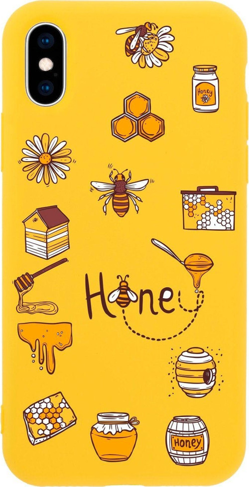 İphone X Honey Tasarımlı Sarı Telefon Kılıfı
