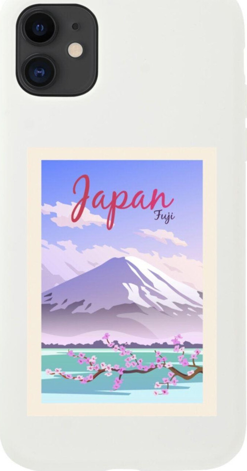 Iphone 11 Japan Fuji Tasarımlı Beyaz Telefon Kılıfı