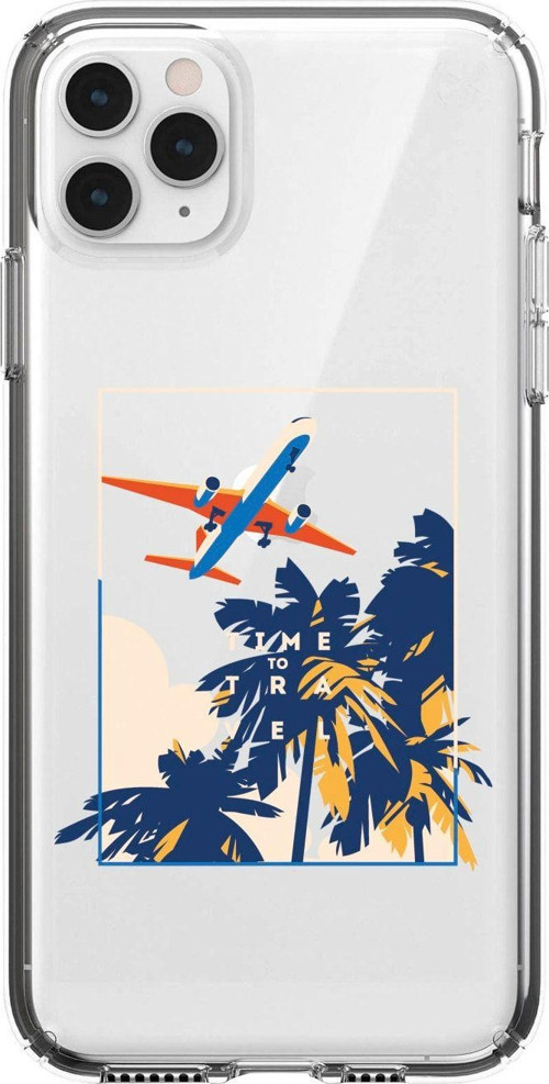 Iphone 11 Pro Max Uyumlu Time To Travel Desenli Premium Şeffaf Silikon Kılıf