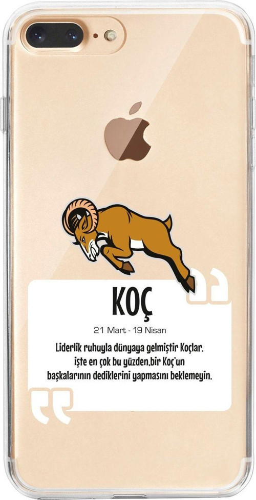 İphone 7 Plus Koç Burcu Desenli Şeffaf Telefon Kılıfı