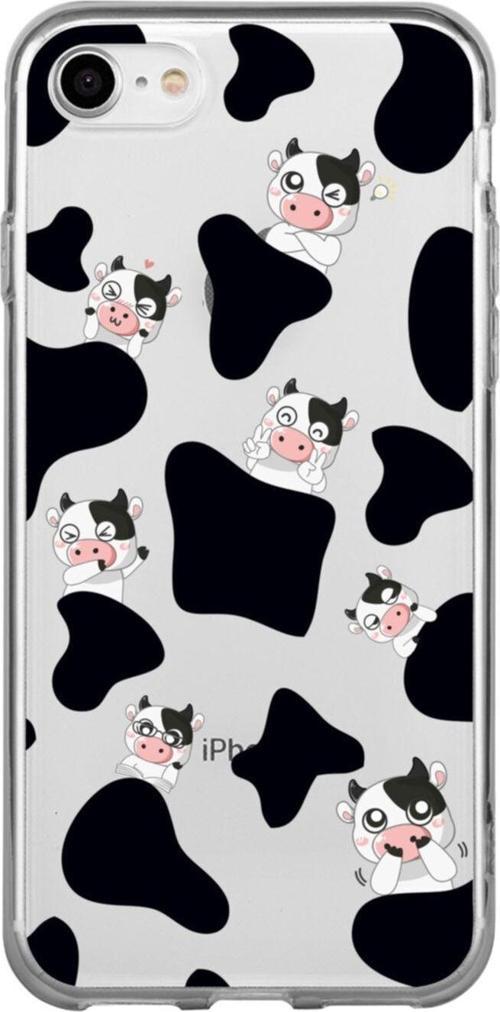 İphone 7 Sevimli Inekler Şeffaf Telefon Kılıfı