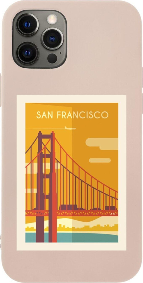 Iphone 12 Pro San Francisco Tasarımlı Pembe Telefon Kılıfı