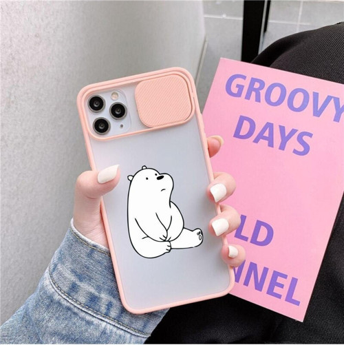 Iphone 11 Pro Bear Desenli Kamera Korumalı Pembe Telefon Kılıfı