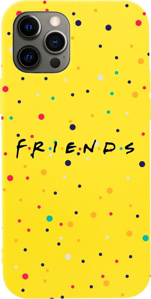 Iphone 12 Pro Friends Tasarımlı Sarı Telefon Kılıfı
