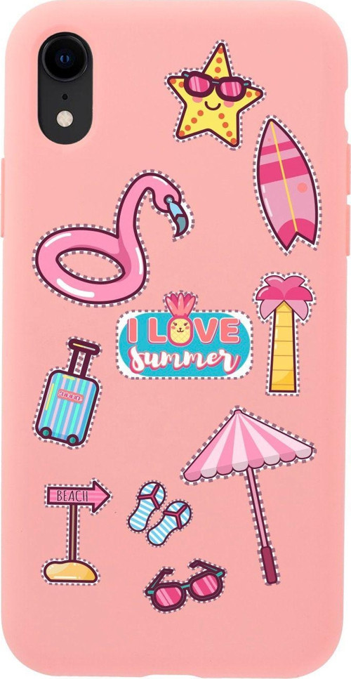 İphone Xr Love Summer Tasarımlı Pembe Telefon Kılıfı
