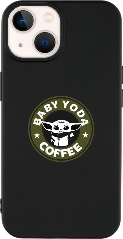 İphone 14 Plus Baby Yoda Desenli Lansman Siyah Telefon Kılıfı