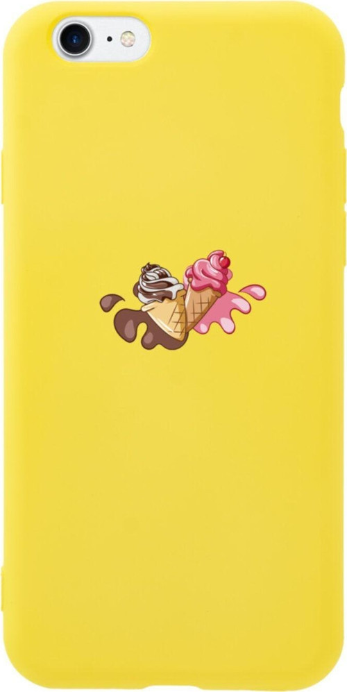 İphone 7 Ice Cream Tasarımlı Sarı Telefon Kılıfı